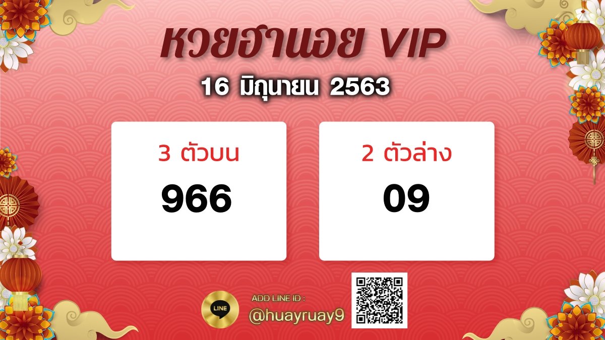 ตรวจหวยฮานอย งวด 16 มิถุนายน 2563